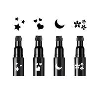 Set di timbri per il viso e eyeliner, 4 pezzi timbri di forma nera e eyeliner liner in feltro, penna 2-in-1 per trucco occhi, Face Stamp and Eyeliner Set