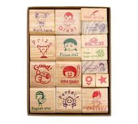 Set di Timbri per Insegnanti Husalsea, 16 Timbri in Legno con Messaggi Motivazionali per Scuola Primaria, Disegni Carini - Ideali per Incentivare e Premiare Gli Studenti