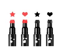 Set di timbri viso rossi e neri, 4 pezzi timbri di forme divertenti e eyeliner liquido, penna trucco occhi doppia estremità, Red & Black Face Stamp Set