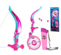 Set di tiro con l’arco rosa per bambini con bersaglio e frecce a ventosa