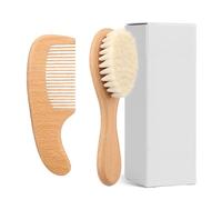 Set di toelettatura per neonati con pettine in legno e spazzola in lana per la cura delicata del cuoio capelluto cura della pelle Set per la cura dei capelli appena nati