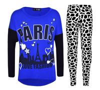 Set Di Top E Leggings Alla Moda Stampato PARIS Per Ragazze Dai 7 Ai 13 Anni New