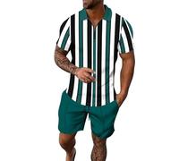 Set di top e pantaloncini da uomo tuta da uomo elegante stampa estiva maglietta e pantaloncini outfit leggero traspirante Athleisure abbigliamento sportivo spiaggia abbigliamento all'aperto, Verde