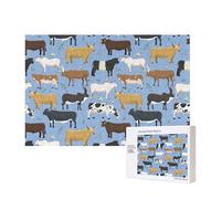 Set di tori e mucche, animali da fattoria, bovini, mammiferi,Puzzle in legno da 300 pezzi per famiglie, per adulti e adolescenti, decorazioni per la casa