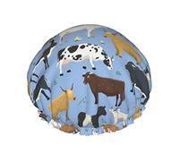 Set di tori e mucche cuffia da impermeabile per animali da fattoria, cuffia elastica per capelli da bagno protezione ambientale cuffie da bagno per capelli, doppio strato impermeabile cappell