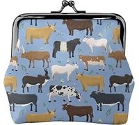 Set di tori e mucche Portamonete in pelle da donna con animali da fattoria, piccolo portamonete con chiusura a chiusura a scatto Portafoglio con fibbia per regalo ragazza