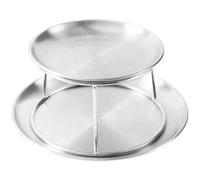 Set di Torre di Frutti di Mare a 2 Livelli, Alzata per Torta in Acciaio Inossidabile 30 Cm, Espositore Rotondo per Matrimoni, Compleanni, Laurea, tè Pomeridiano