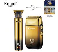 Set di tosatrici e rasoi elettrici Kemei KM-2131 per uomo, per uso domestico, ricaricabili USB, taglia capelli e barba senza fili, regalo di compleanno per uomini Tagli UnicaLega di zinco