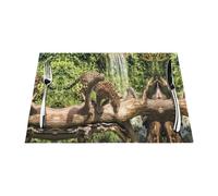 Set di tovagliette (6 pezzi), motivo pantera sul tronco d'albero a cascata (6 pezzi), adatte per tavoli da pranzo di famiglia, banchetti d'hotel e decorazioni per la cucina.