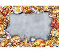 Set di tovagliette alla griglia, rimovibili, 50 fogli, in carta usa e getta, formato DIN A3 (42 x 30 cm), rettangolare, tovagliette stampate di alta qualità, carta naturale, hamburger, fast food