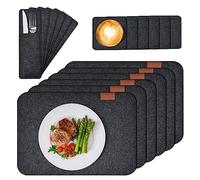 Set di tovagliette americane lavabili 18 pezzi, 6 tovagliette, 6 sottobicchieri, 6 tasche porta posate - Set di sottobicchieri in feltro antracite, sottotovaglie, set in feltro.