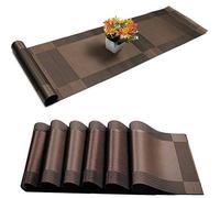 Set di tovagliette con runner da tavola, tovagliette in vinile intrecciato a trama incrociata, tovagliette da cucina in PVC, lavabili, per tavolo da pranzo, feste, fattoria, Ringraziamento, Natale e