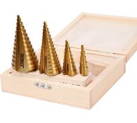 Sthor Punta a gradino HSS titanio per metallo, legno, plastica, dimensioni a scelta 4-12/4-20/4-32/4-39 mm o kit centraggio automatico conico (4-12 mm, 4-20 mm, 4-32 mm, 4-39 mm)