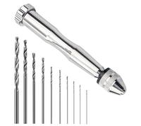 Set di Trapani a Mano,Mini Trapano a Mano con 10 Pcs punte elicoidali 0.8-3.0mm,Trapano per Modellismo,per Legno,Lavori Manuali Fai Da Te,Gioielli(Argenteo)