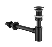 Set di trappole a bottiglia in acciaio inox, tappo per lavello da bagno, set completo senza troppopieno, sifone per lavello da cucina, bagno, lavandino, nero