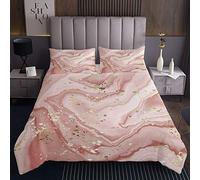 Set di trapunta in marmo rosa con stampa di marmo trapuntato copriletto trapuntato per bambine e donne astratto fluido di lusso Decor Coverlet Wave Quicksand Golden Girly Bed Cover con 2 fe260x240cm