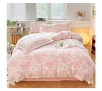 Set di Trapunta Queen Fluffy Four Piece Set Floral Sholved Telefie Set lattiera Set di Biancheria da Letto Morbida (Rosa, Regina)