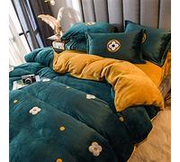 Set di trapunte GUOJM a 4 Pezzi, Velluto Invernale Inverno Inverno Inverno a Doppia facciale Addensato più Velluto più Velluto Flanella Semplice per Latte per Letto Semplice Coperta Verde-Buio