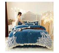 Set di trapunte Set Queen Inverno Bianchetto Invernale 4 Pezzi Set Latte Velvet Modello di Pizzo Coperchio Coperchio Set di Letti Caldi Set di Letti Morbidi (Rosa, King)