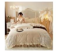 Set di trapunte Set Queen Inverno Bianchetto Invernale 4 Pezzi Set Latte Velvet Modello di Pizzo Coperchio Coperchio Set di Letti Caldi Set di Letti Morbidi (Rosa, King)