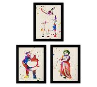 Set di Tre Colori Fogli di Stile Scoppio. manifesti di Film Shrek, Fiona e Ciuchino in Formato A4 di Colore di Sfondo acurela Senza Cornice