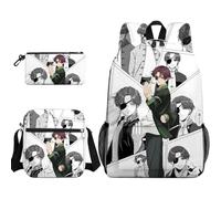 Set di tre pezzi con zaino Suo Hayato Anime Kiryu Mitsuki/Haruka borsa a tracolla e astuccio portapenne stampa cartone animato Bookbag astuccio borsa a tracolla per studenti, Tipo 2, Taglia unica