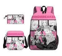 Set di tre pezzi con zaino Suo Hayato Anime Kiryu Mitsuki/Haruka borsa a tracolla e astuccio portapenne stampa cartone animato Bookbag astuccio borsa a tracolla per studenti, Tipo 5, Taglia unica