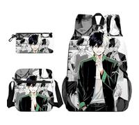 Set di tre pezzi con zaino Suo Hayato Anime Kiryu Mitsuki/Haruka borsa a tracolla e astuccio portapenne stampa cartone animato Bookbag astuccio borsa a tracolla per studenti, Tipo 1, Taglia unica