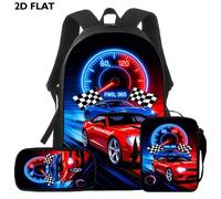 Set di tre pezzi di zaino scolastico a tema auto con stampa piatta 2D (include astuccio) Materiale: Poliestere Ambiente: Università Tipo di cinturino: Tracolla regolabile Stile: Collegiale Istruzioni 