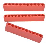 Set di tre pezzi porta punte per cacciavite con gambo esagonale e opzioni di foro 10/11/12 per riporre le punte organizzate in plastica e alluminio bronzo