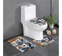 Set di tre tappetini antiscivolo in flanella 61 x 40,6 cm, immagine di cane Husky YYHWHJDE spesso e assorbente, per bagno e WC