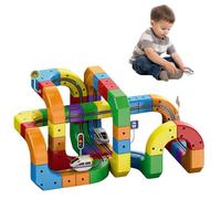 Set di treni elettrici, Clickrail Electric Train Set flessibile Race Track, percorsi di gravità, set di mattoncini modulari con ricarica USB, treno natalizio per giochi creativi (118 pezzi)