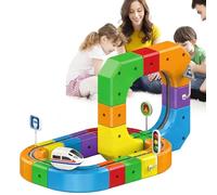 Set di treni elettrici, Clickrail Electric Train Set flessibile Race Track, percorsi di gravità, set di mattoncini modulari con ricarica USB, treno natalizio per giochi creativi (51 pezzi)