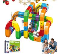 Set Di Treni Elettrici Clickrail Magic Rail Cube, Giocattolo Da Costruzione Magnetico Fai Da Te 3d Incorporato Che Sfida La Gravità Per Bambini, Pista Da Corsa Flessibile Con Vagone Motorizzat 123pcs