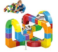 Set di Treni Elettrici Clickrail, Pista Flessibile da 51/81/123 Pezzi per Bambini, Percorsi 3D Integrati che Sfuggono alla Gravità e Macchina Motorizzata, Set di Pista Magnetica per Bambini 81pcs