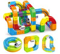 Set di treni elettrici per bambini da 3 a 8 anni, modulare 3D flessibile pista da corsa con movimento a 360° che sfida la gravità, regalo divertente di apprendimento STEM (66 pezzi di avvio)