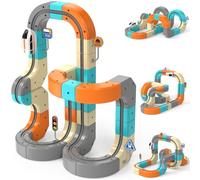 Set di treni elettrici, pista da corsa 3D Infinity Magic Tracks per bambini dai 3 agli 8 anni, 82 pezzi di giocattoli per la costruzione di rotaie che sfidano la gravità con auto motorizzata