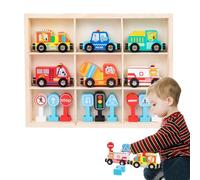 Set di treni in legno per bambini, giocattolo educativo magnetico con auto, set per auto giocattolo - per l'uso in scuola materna, casa, aula, asilo e interni per bambini 3 anni in su