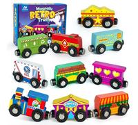 Set Di Treni In Legno, Set Magnetico Di Giocattoli Per Treni, Giocattoli Montessori Compatibili Con La Maggior Parte Delle Ferrovie, Giocattoli Per L'apprendimento Prescolare Per Bambini Di 1 2 3 Anni