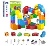 Set di Treni Magic Rail Cube, Set di Tracce Magnetiche Rail Cube Trackfusion, Layout 3D Incorporati Che Sfida la Gravità & Macchinina Motorizzata, Giocattolo da Costruzione per Bambin Premium Edition