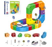 Set di Treni Magic Rail Cube, Set di Tracce Magnetiche Rail Cube Trackfusion, Layout 3D Incorporati Che Sfida la Gravità & Macchinina Motorizzata, Giocattolo da Costruzione per Bambini Basic Edition