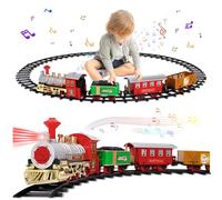 Set di treni, set elettrici per bambini piccoli, giocattoli classici treni, treno di Natale con suono, luci, locomotiva, 3 auto e 8 tracce, regali di treno giocattolo di Natale per bambini di età 3 4