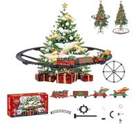 Set di trenini natalizi, ferrovia 2 in 1 da appendere e da mettere sotto l'albero con effetto vapore acqueo, luci e suoni, binari ad anello, decorazione natalizia a batteria (Music+red Light)
