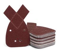 Set di triangoli abrasivi | 50 pezzi | Foglio abrasivo | 140 mm | Autoadesivo | Carta abrasiva per mouse | 4 fori | Grana 40/60 / 80/120 / 240 compatibile con il Black, Decker Mouse