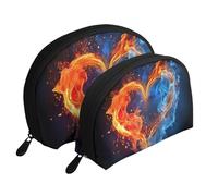 Set di trousse da viaggio con coniglietto pasquale, portatile, con cerniera e scomparti interni, Cuore Fuoco e Acqua, Taglia unica