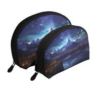 Set di trousse da viaggio con coniglietto pasquale, portatile, con cerniera e scomparti interni, Fantasy Notte Scena, Taglia unica