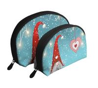 Set di trousse da viaggio con margherite bianche e blu, organizer da viaggio con cerniera e scomparti interni, Gnomo tradizionale di Natale, Taglia unica