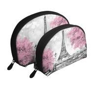 Set di trousse da viaggio con motivo di pecora nera e bianca, portatile, con cerniera e scomparti interni, Pittura A Olio Torre Par, Taglia unica