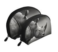 Set di trousse da viaggio con motivo di pietre da spiaggia, organizer da viaggio con cerniera e scomparti interni, Sud Africa Animale, Taglia unica