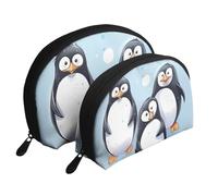 Set di trousse da viaggio con motivo floreale primaverile giapponese, con cerniera e scomparti interni, Simpatici pinguini., Taglia unica